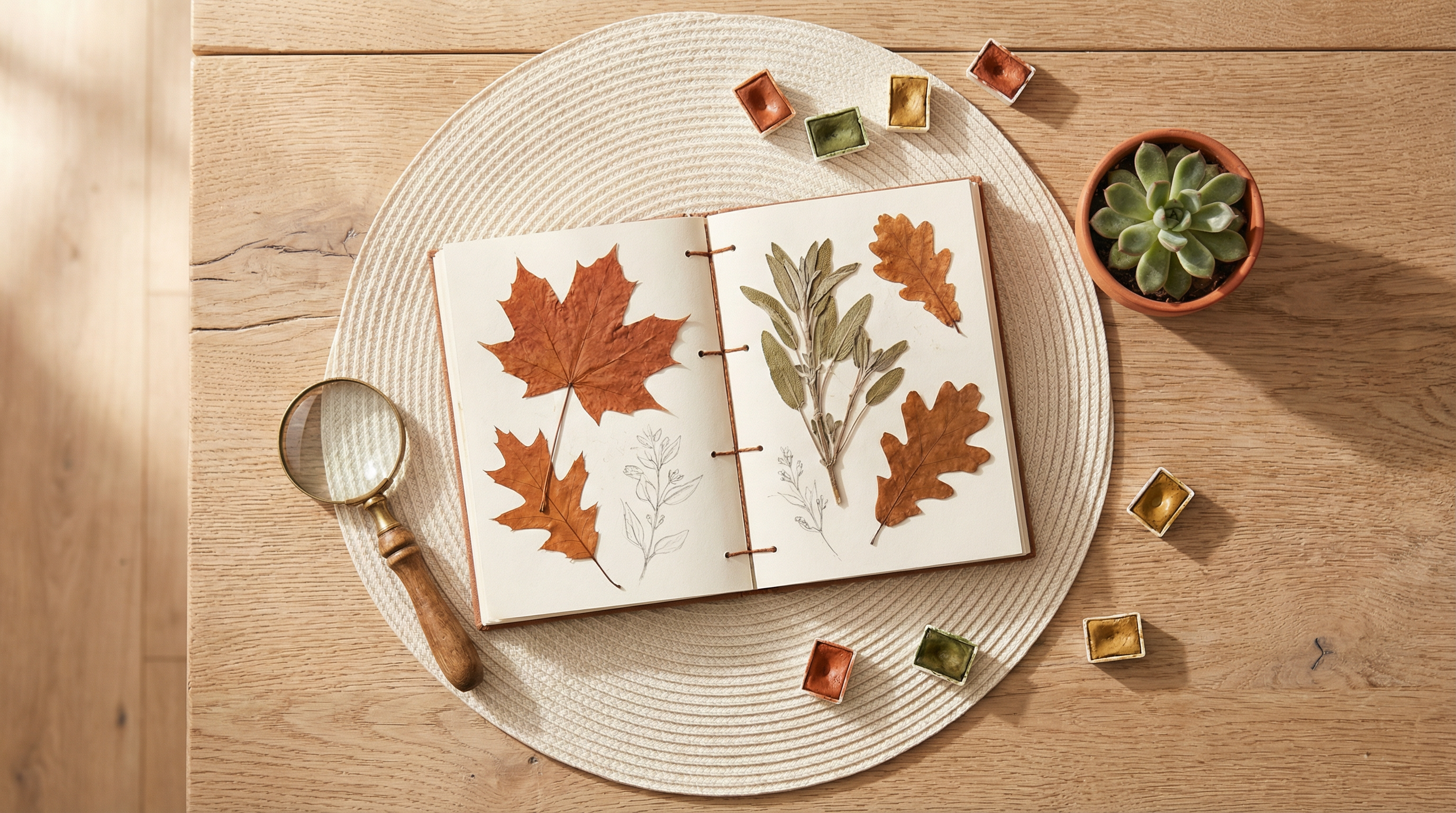 Homeschool nature study - pressed leaf journal and nature specimens